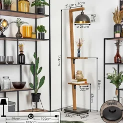 Baval Lampadaire Écru, Nickel vieilli, 1 lumière