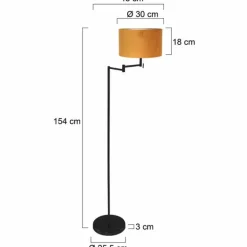 Bella Lampadaire Luminaires Steinhauer Noir, 1 lumière