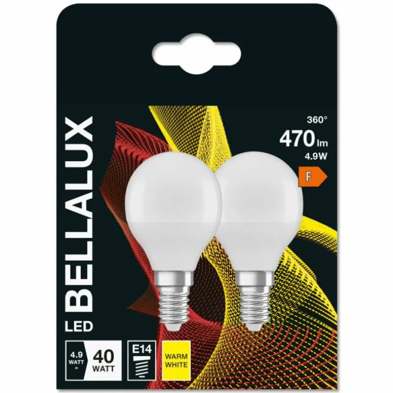 BELLALUX® Lot de 2 LED E14 4,9 watt 2700 kelvin 470 lumen