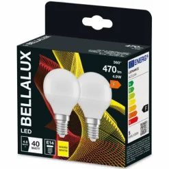 BELLALUX® Lot de 2 LED E14 4,9 watt 2700 kelvin 470 lumen