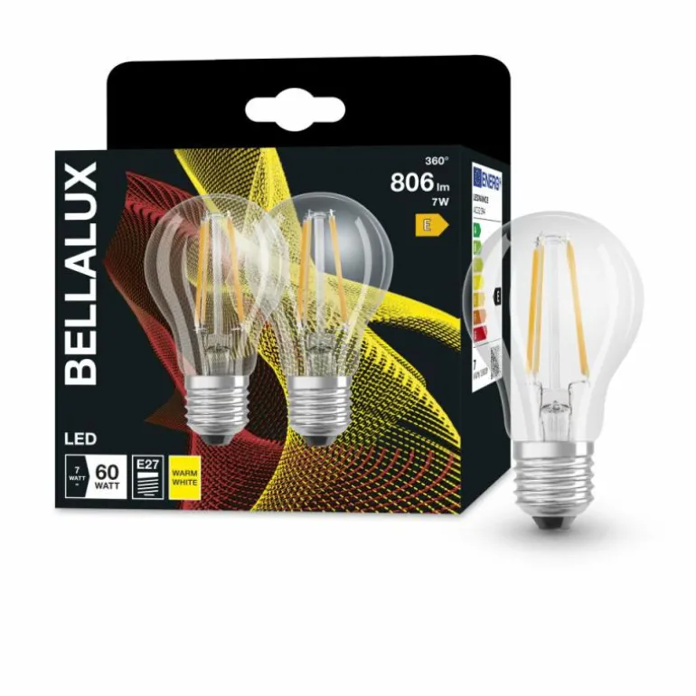 BELLALUX® Lot de 2 LED E27 6,5 watt 2700 kelvin 806 lumen
