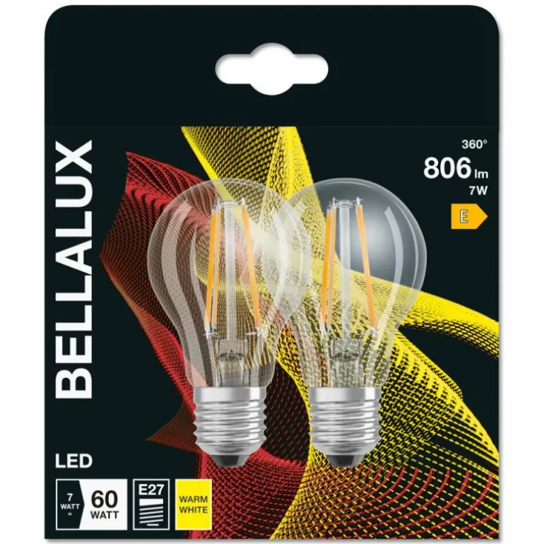 BELLALUX® Lot de 2 LED E27 6,5 watt 2700 kelvin 806 lumen