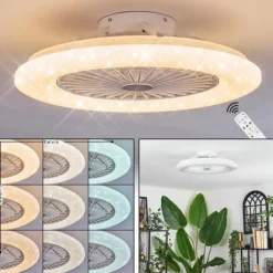 Benasal Plafonnier, Ventilateur de plafond lumineux Blanc, 1 lumière, Télécommandes