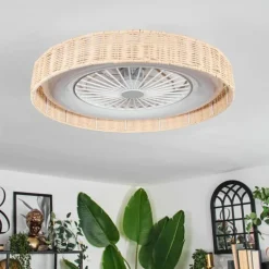 Benasal Plafonnier, Ventilateur de plafond lumineux Écru, Blanc, 1 lumière, Télécommandes