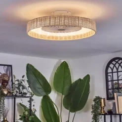 Benasal Plafonnier, Ventilateur de plafond lumineux Écru, Blanc, 1 lumière, Télécommandes