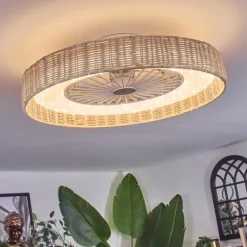 Benasal Plafonnier, Ventilateur de plafond lumineux Écru, Blanc, 1 lumière, Télécommandes