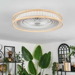 Benasal Plafonnier, Ventilateur de plafond lumineux Écru, Blanc, 1 lumière, Télécommandes
