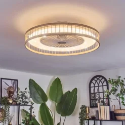 Benasal Plafonnier, Ventilateur de plafond lumineux Écru, Blanc, 1 lumière, Télécommandes