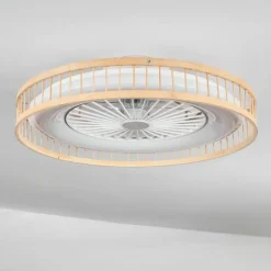 Benasal Plafonnier, Ventilateur de plafond lumineux Écru, Blanc, 1 lumière, Télécommandes