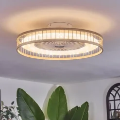 Benasal Plafonnier, Ventilateur de plafond lumineux Écru, Blanc, 1 lumière, Télécommandes