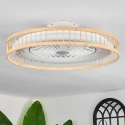 Benasal Plafonnier, Ventilateur de plafond lumineux Écru, Blanc, 1 lumière, Télécommandes