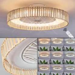 Benasal Plafonnier, Ventilateur de plafond lumineux Écru, Blanc, 1 lumière, Télécommandes