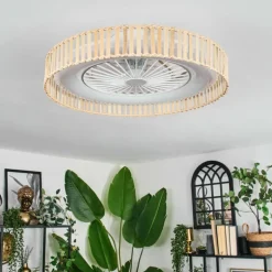 Benasal Plafonnier, Ventilateur de plafond lumineux Écru, Blanc, 1 lumière, Télécommandes