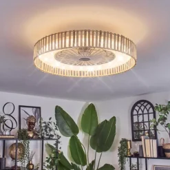 Benasal Plafonnier, Ventilateur de plafond lumineux Écru, Blanc, 1 lumière, Télécommandes