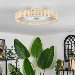 Benasal Plafonnier, Ventilateur de plafond lumineux Écru, Blanc, 1 lumière, Télécommandes