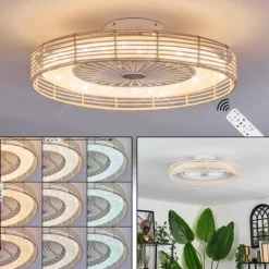 Benasal Plafonnier, Ventilateur de plafond lumineux Écru, Blanc, 1 lumière, Télécommandes