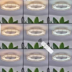 Benasal Plafonnier, Ventilateur de plafond lumineux Écru, Blanc, 1 lumière, Télécommandes