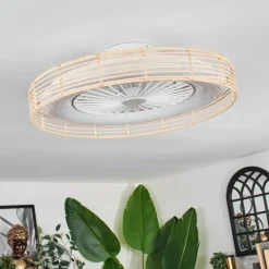 Benasal Plafonnier, Ventilateur de plafond lumineux Écru, Blanc, 1 lumière, Télécommandes