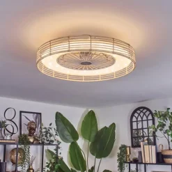 Benasal Plafonnier, Ventilateur de plafond lumineux Écru, Blanc, 1 lumière, Télécommandes