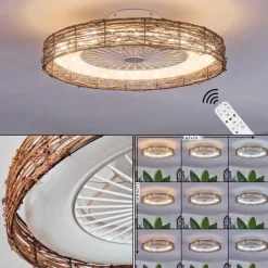 Benasal Plafonnier, Ventilateur de plafond lumineux Écru, Blanc, 1 lumière, Télécommandes