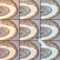 Benasal Plafonnier, Ventilateur de plafond lumineux Écru, Blanc, 1 lumière, Télécommandes