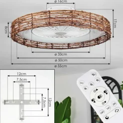 Benasal Plafonnier, Ventilateur de plafond lumineux Écru, Blanc, 1 lumière, Télécommandes