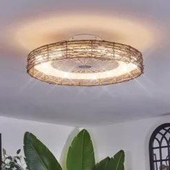 Benasal Plafonnier, Ventilateur de plafond lumineux Écru, Blanc, 1 lumière, Télécommandes