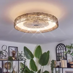 Benasal Plafonnier, Ventilateur de plafond lumineux Écru, Blanc, 1 lumière, Télécommandes