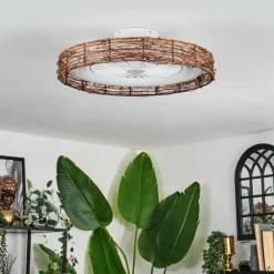 Benasal Plafonnier, Ventilateur de plafond lumineux Écru, Blanc, 1 lumière, Télécommandes