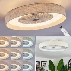 Benasal Plafonnier, Ventilateur de plafond lumineux LED Blanc, 1 lumière, Télécommandes
