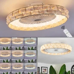 Benasal Plafonnier, Ventilateur de plafond lumineux LED Blanc, 1 lumière, Télécommandes