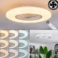 Benesal Plafonnier, Ventilateur de plafond lumineux LED Blanc, 1 lumière, Télécommandes