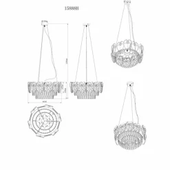 Benjamin Lustre Luminaires Globo Lighting Chrome, 8 lumières