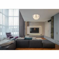 Benjamin Plafonnier Luminaires Globo Lighting Chrome, 8 lumières