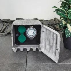 Bloc de prises électriques d'extérieur Tinú Noir, Pierre