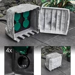 Bloc de prises électriques d'extérieur Tinú Noir, Pierre