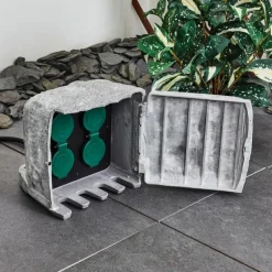 Bloc de prises électriques d'extérieur Tinú Noir, Pierre