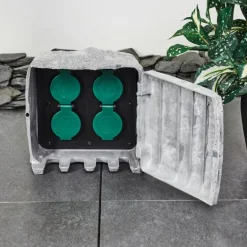 Bloc de prises électriques d'extérieur Tinú Noir, Pierre