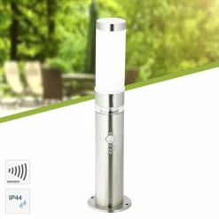 Borne d'éclairage Brilliant Bole Acier inoxydable, 1 lumière, Détecteur de mouvement