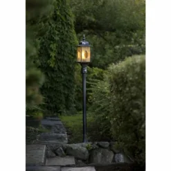 Borne d'éclairage Konstsmide Milano Noir, 1 lumière, Détecteur de mouvement