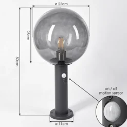 Borne lumineuse Bostarenga Anthracite, 1 lumière, Détecteur de mouvement