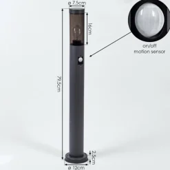 Borne lumineuse Gaborone Anthracite, 1 lumière, Détecteur de mouvement