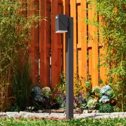 Borne lumineuse Toogong LED Anthracite, 1 lumière, Détecteur de mouvement