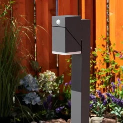 Borne lumineuse Toogong LED Anthracite, 1 lumière, Détecteur de mouvement