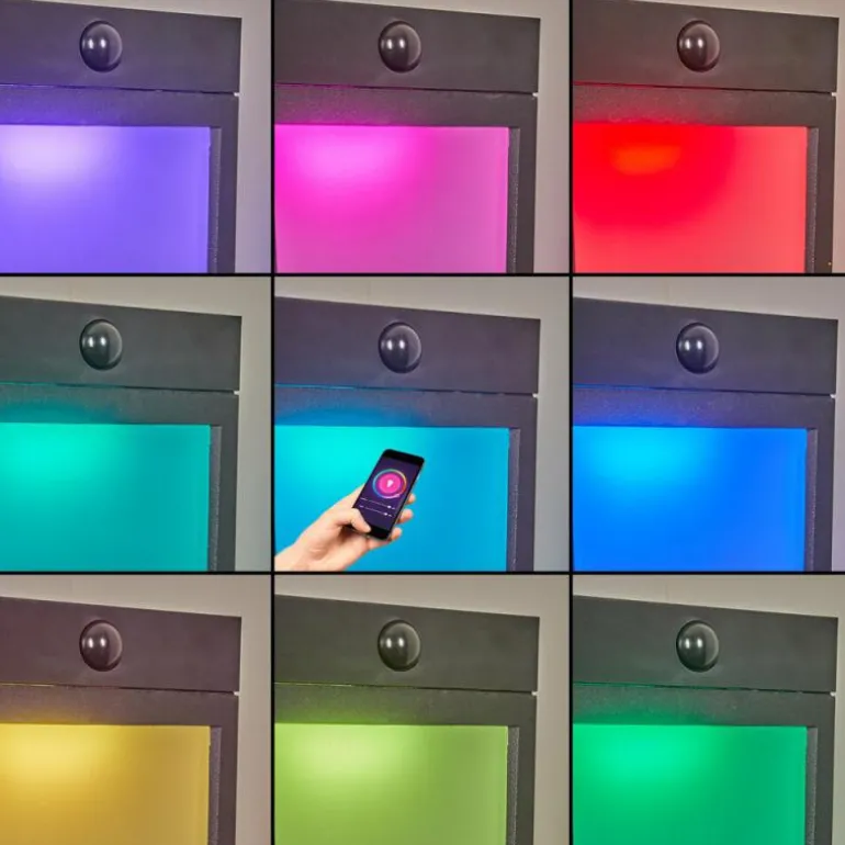 Borne lumineuse Begg LED Noir, 1 lumière, Détecteur de mouvement, Changeur de couleurs