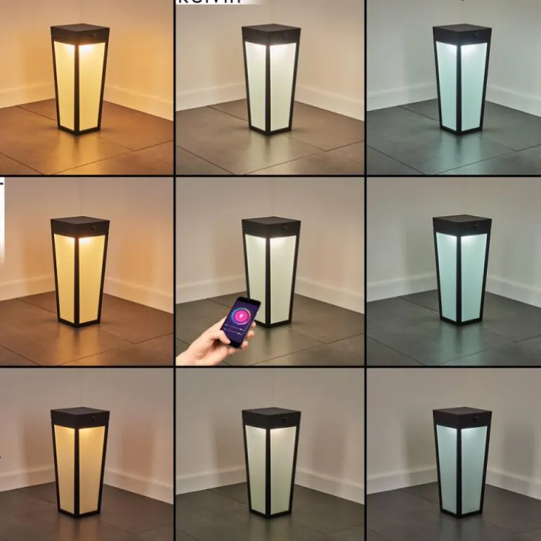 Borne lumineuse Begg LED Noir, 1 lumière, Détecteur de mouvement, Changeur de couleurs