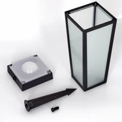 Borne lumineuse Begg LED Noir, 1 lumière, Détecteur de mouvement, Changeur de couleurs