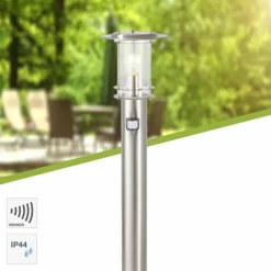 Borne lumineuse Brilliant York Argenté, 1 lumière, Détecteur de mouvement