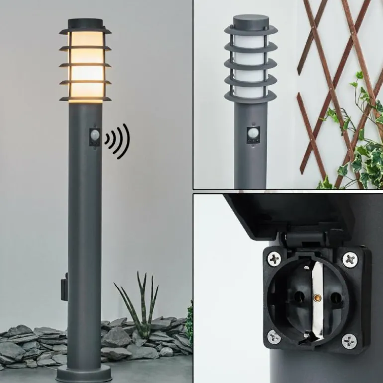 Borne lumineuse Caserta Anthracite, 1 lumière, Détecteur de mouvement