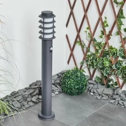 Borne lumineuse Caserta Anthracite, 1 lumière, Détecteur de mouvement